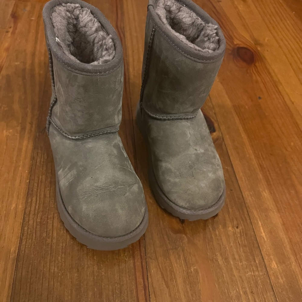 UGG Charcoal Suede Boots with Plush Lining
